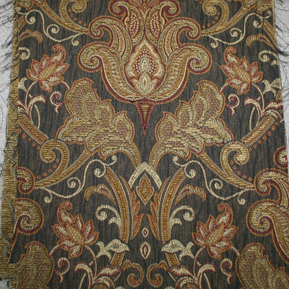 FABRIC - #1254 - Home Decor - Paisley Remnants Brown Gold 3 pieces